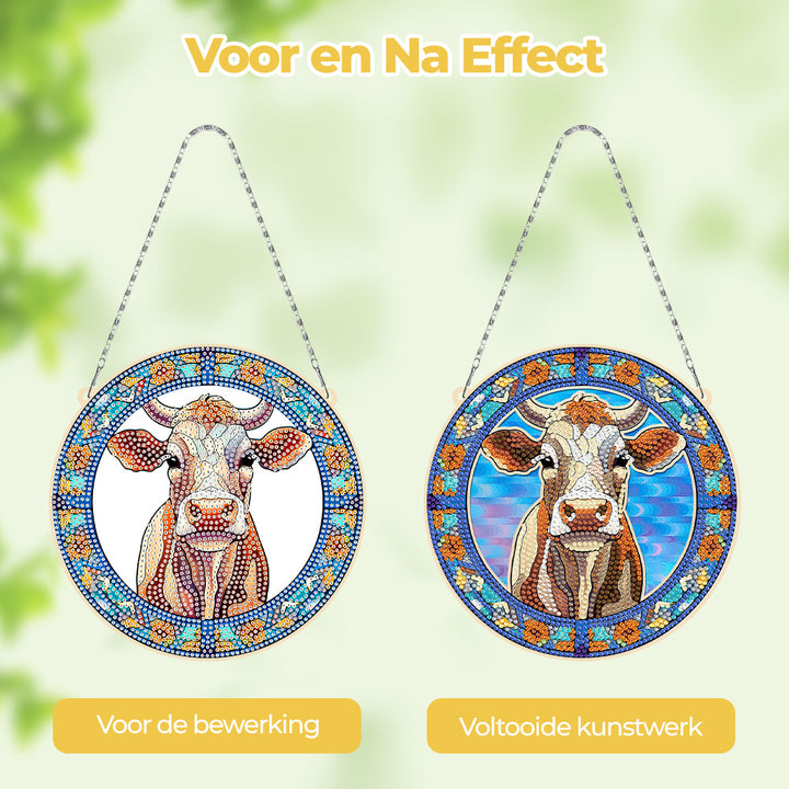 Acryl De Blik van de Koe Diamond Painting Hangende Hanger