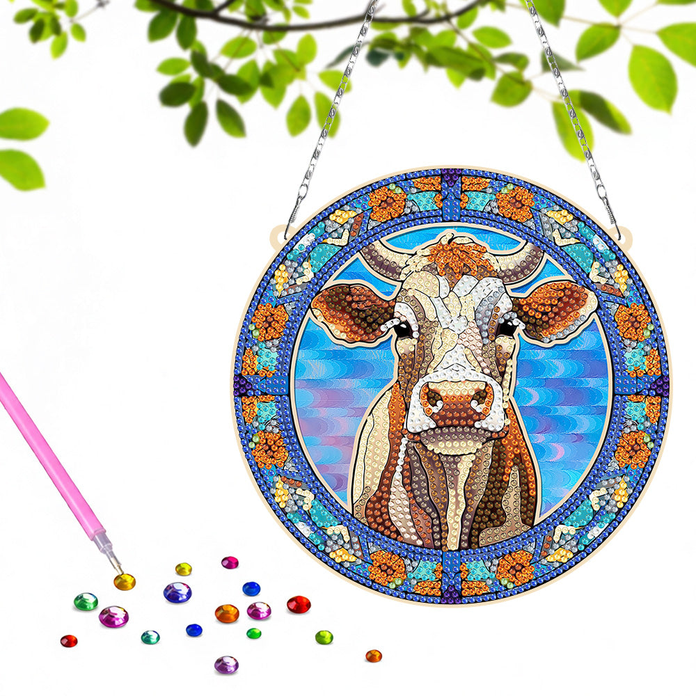 Acryl De Blik van de Koe Diamond Painting Hangende Hanger