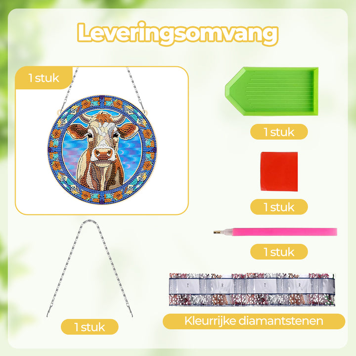 Acryl De Blik van de Koe Diamond Painting Hangende Hanger