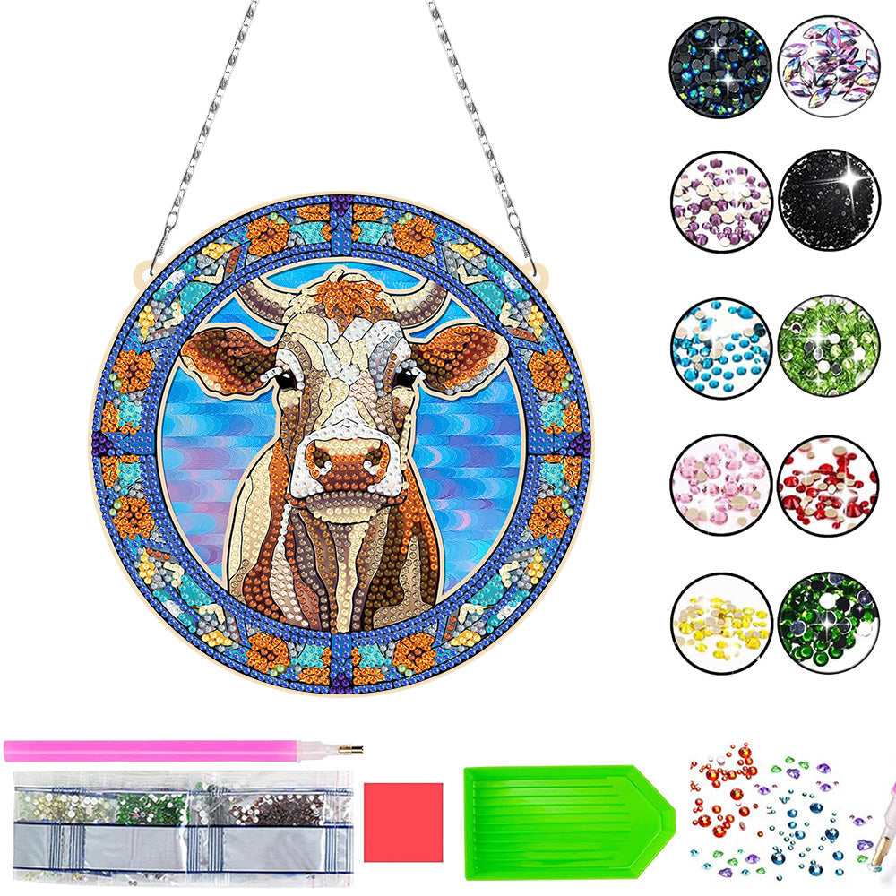 Acryl De Blik van de Koe Diamond Painting Hangende Hanger