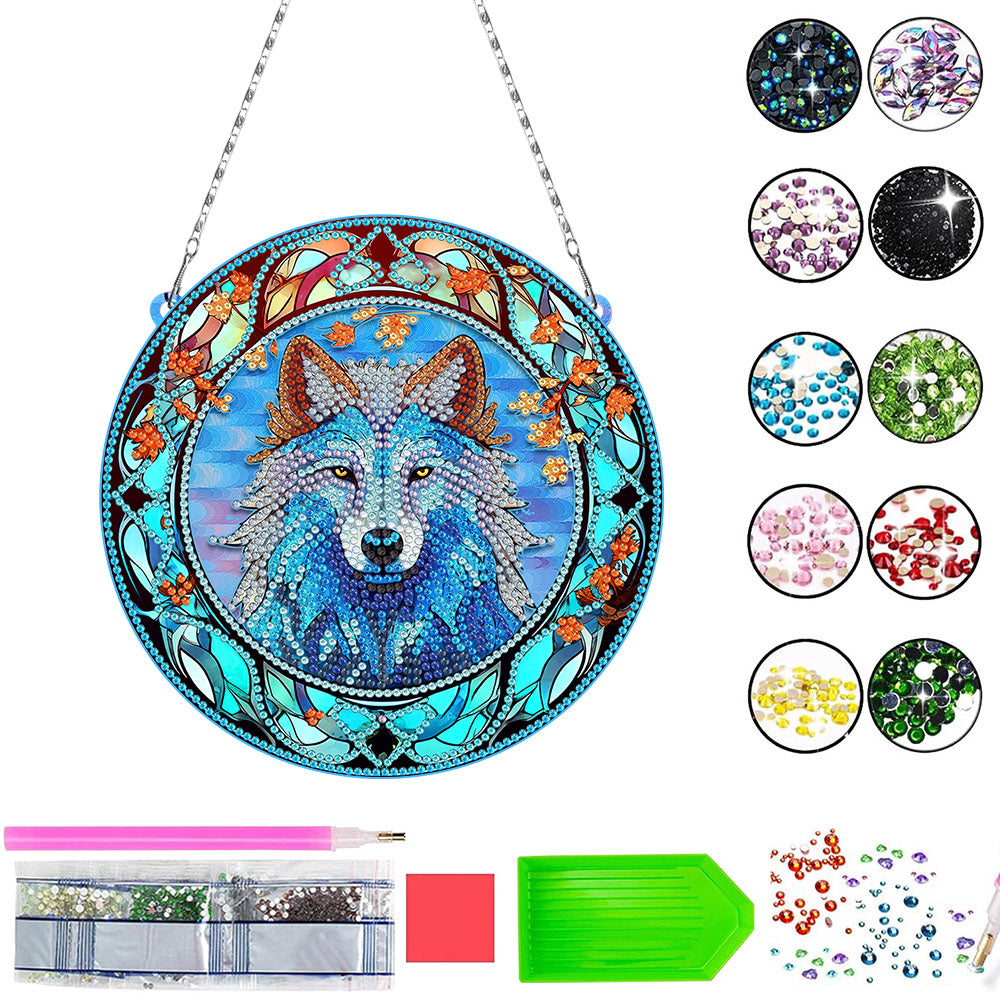 Acryl De Serieuze Wolvenkoning Diamond Painting Hangende Hanger