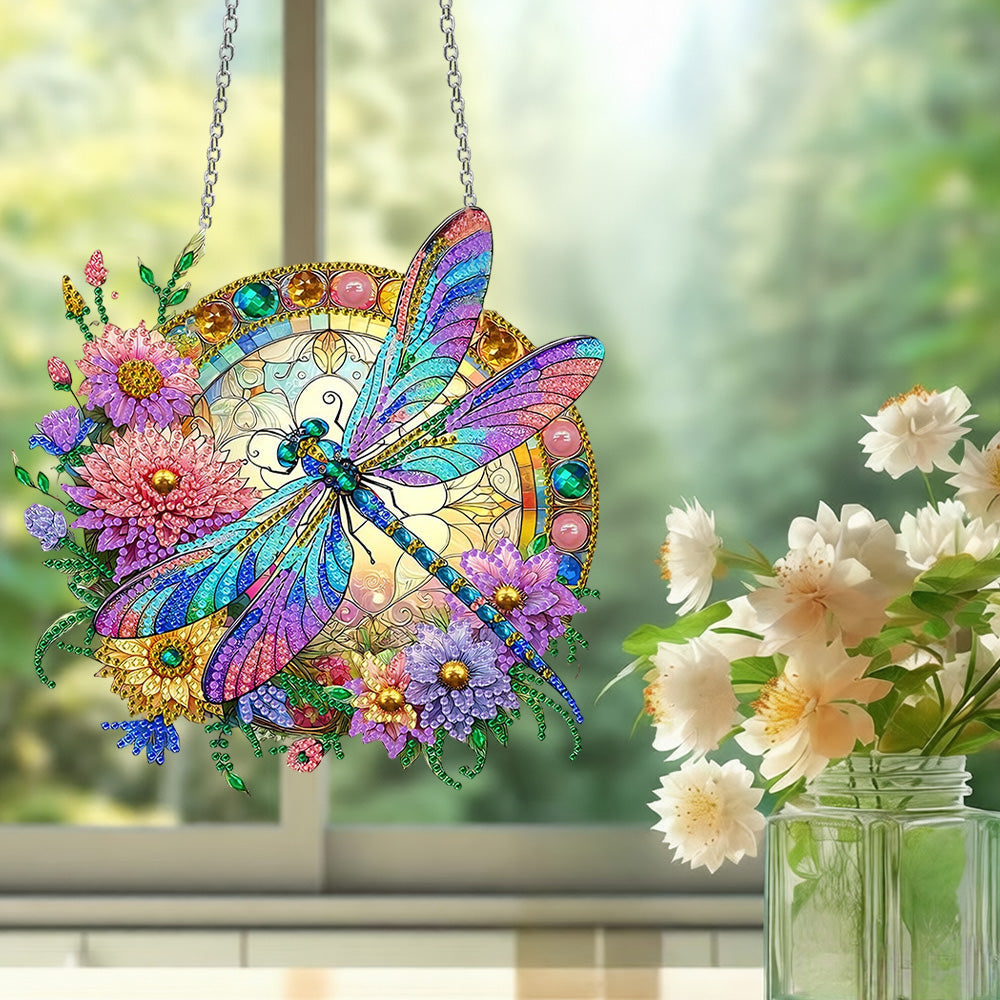 Acryl Libel en Levendige Chrysanten Diamond Painting Hangende Hanger