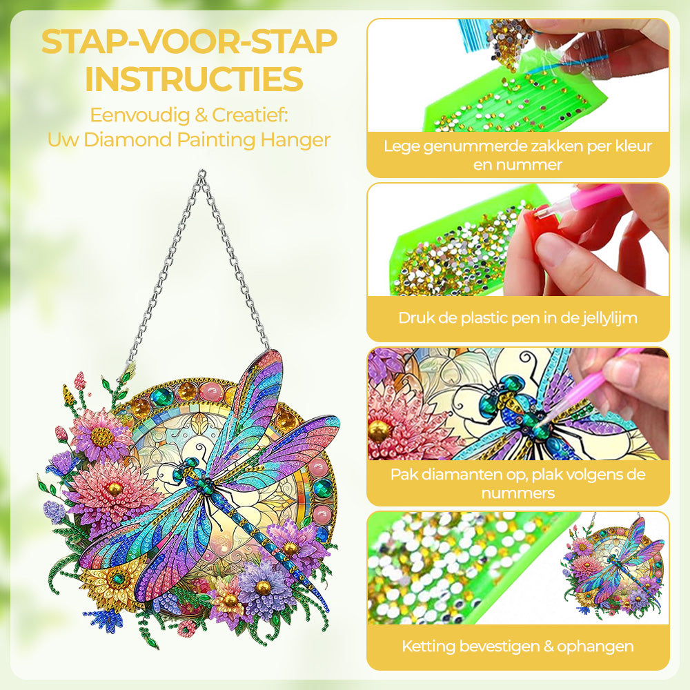 Acryl Libel en Levendige Chrysanten Diamond Painting Hangende Hanger