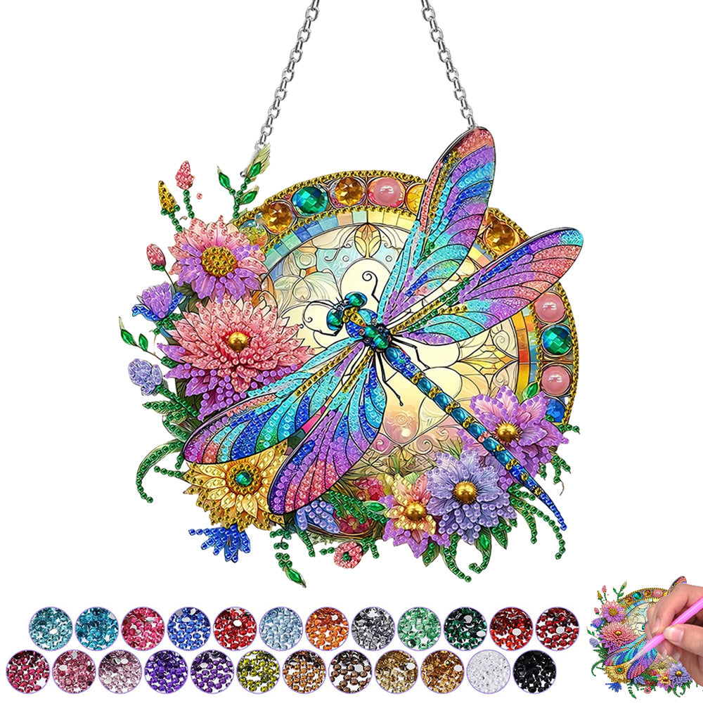 Acryl Libel en Levendige Chrysanten Diamond Painting Hangende Hanger