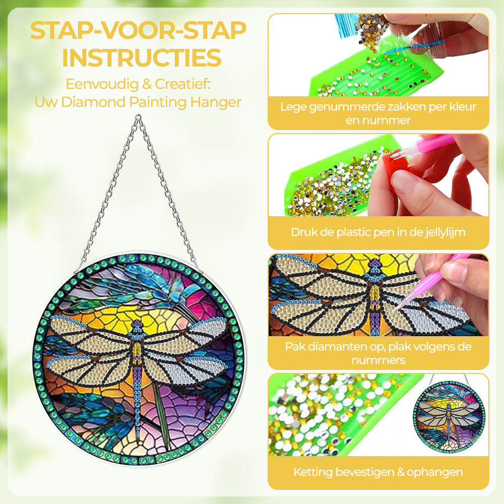 Acryl Libel met Gespreide Vleugels Diamond Painting Hangende Hanger