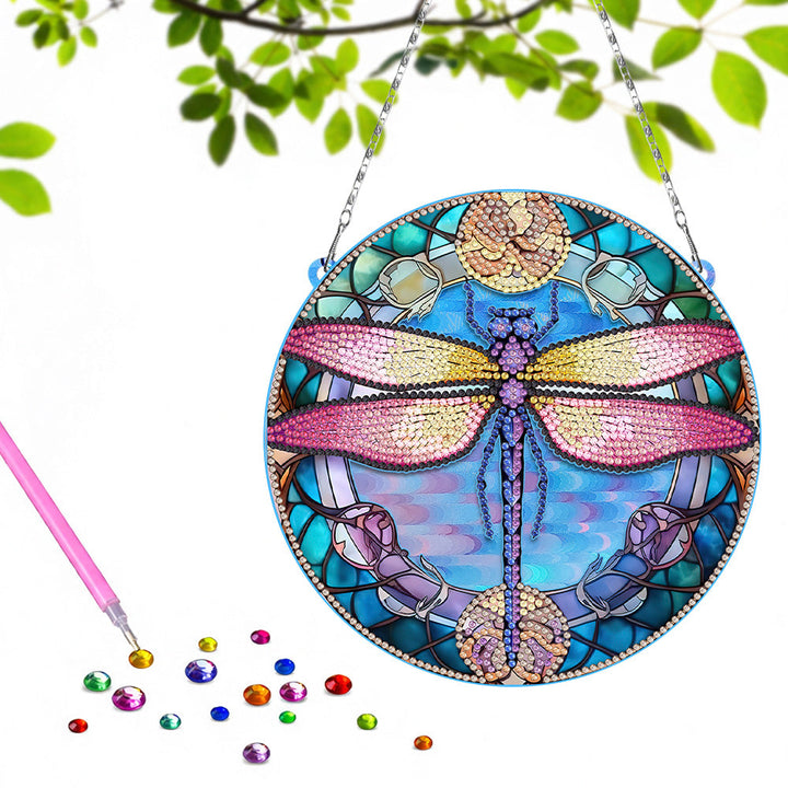 Acryl Libel met Roze Vleugels Diamond Painting Hangende Hanger