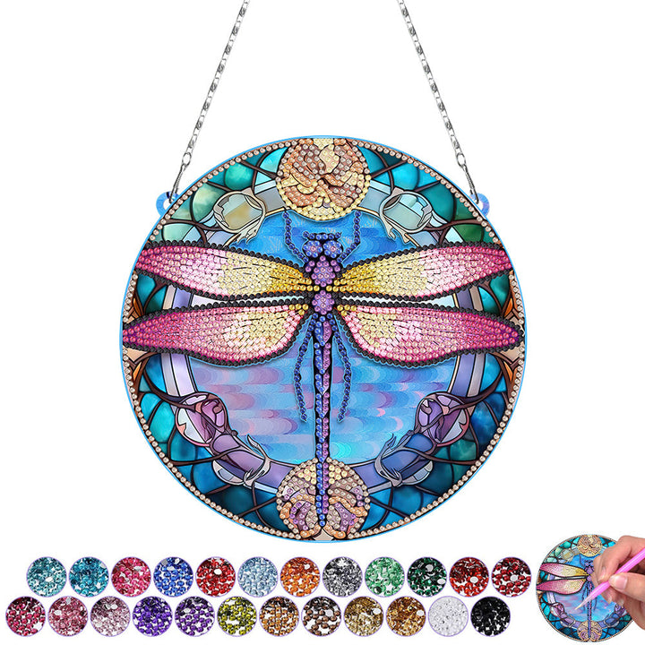 Acryl Libel met Roze Vleugels Diamond Painting Hangende Hanger