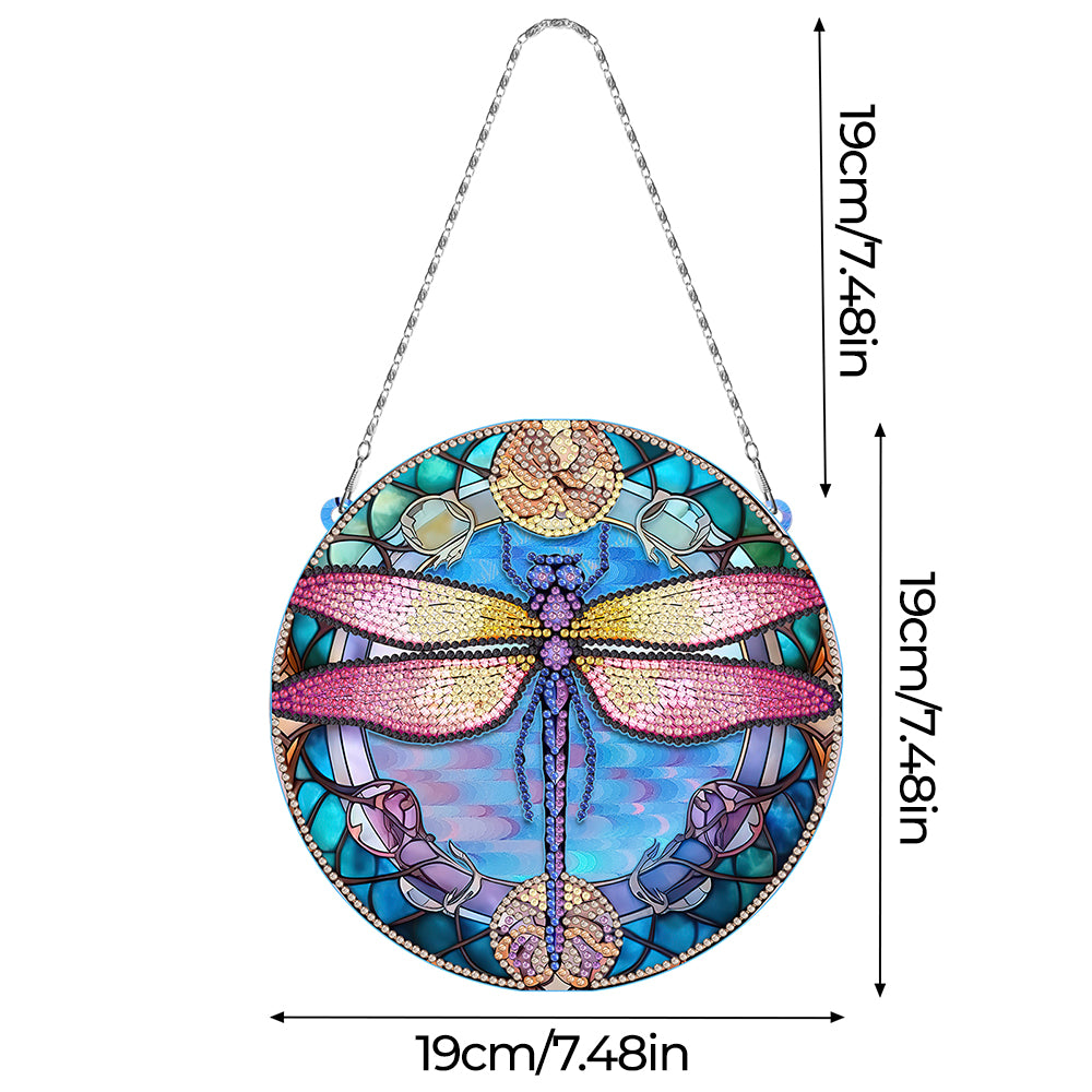 Acryl Libel met Roze Vleugels Diamond Painting Hangende Hanger