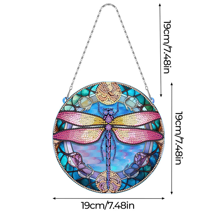 Acryl Libel met Roze Vleugels Diamond Painting Hangende Hanger