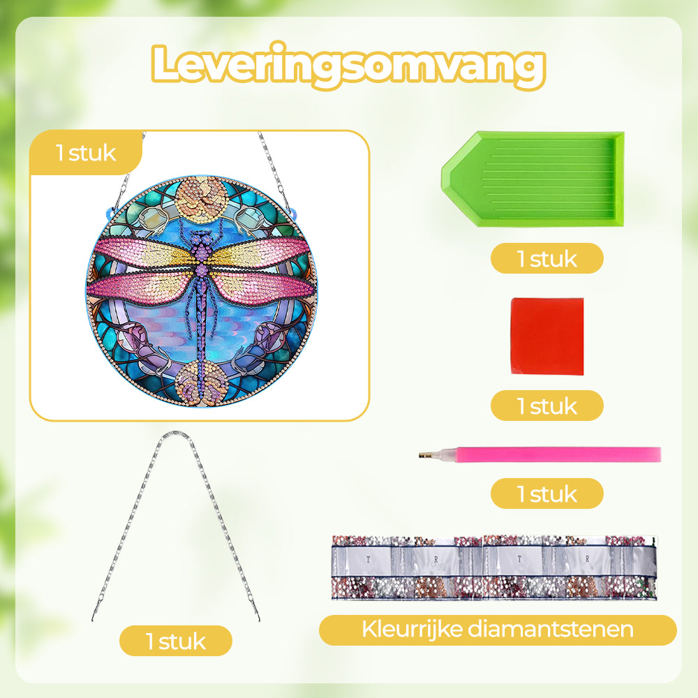 Acryl Libel met Roze Vleugels Diamond Painting Hangende Hanger