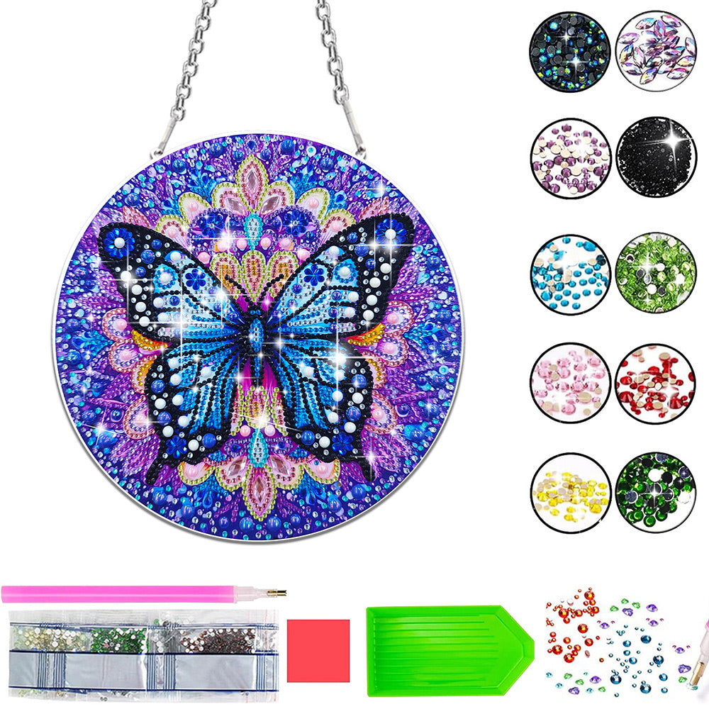 Acryl Mysterieus Blauwe Vlinder Diamond Painting Hangende Hanger