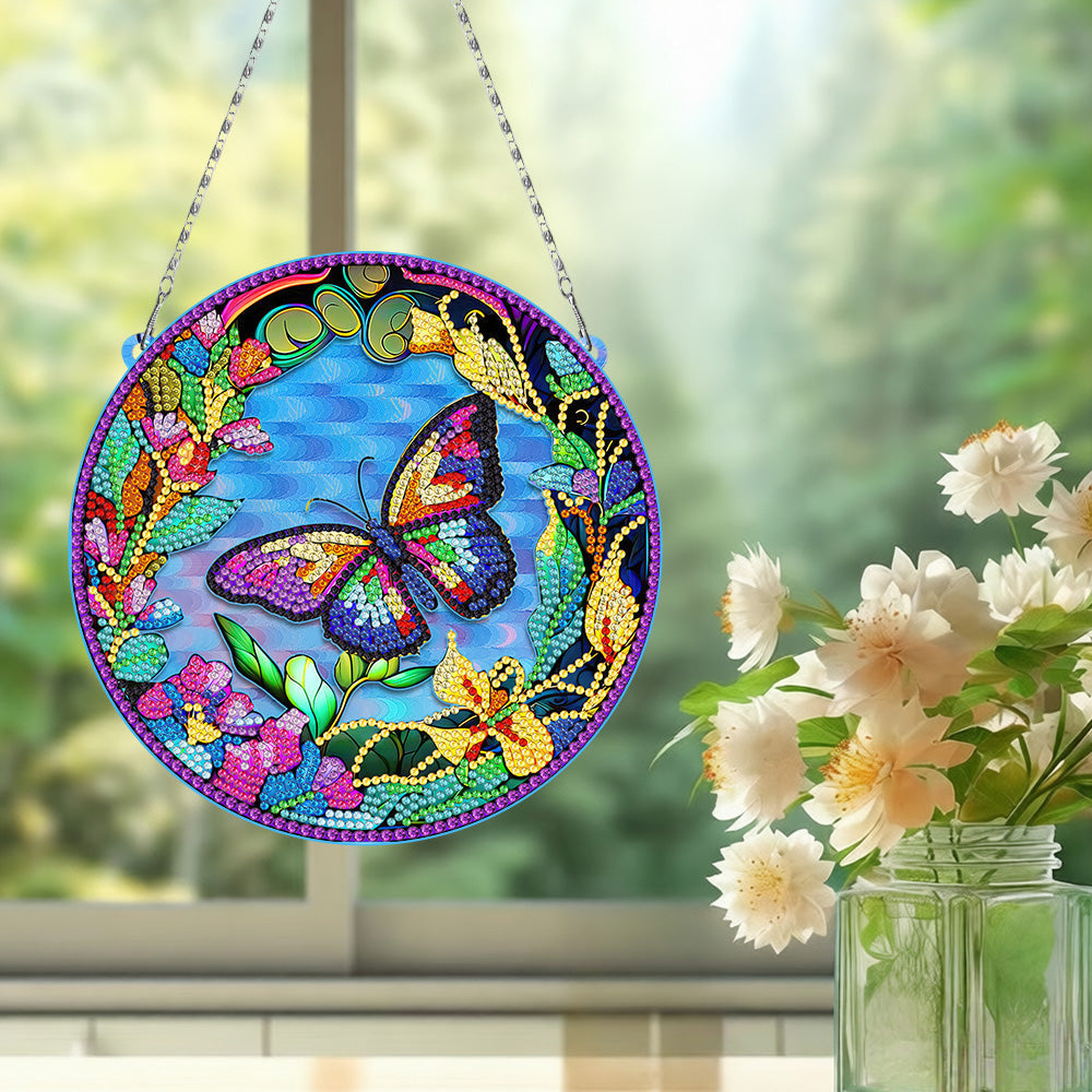 Acryl Vlinder en Krans Diamond Painting Hangende Hanger