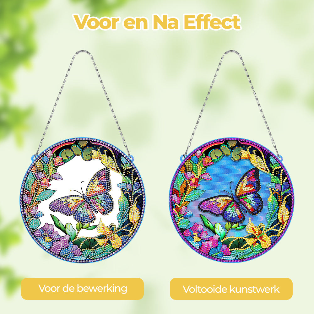 Acryl Vlinder en Krans Diamond Painting Hangende Hanger