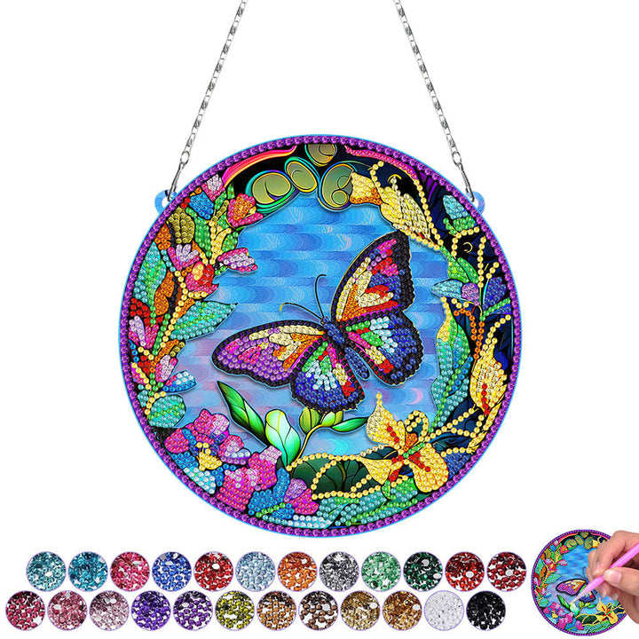 Acryl Vlinder en Krans Diamond Painting Hangende Hanger