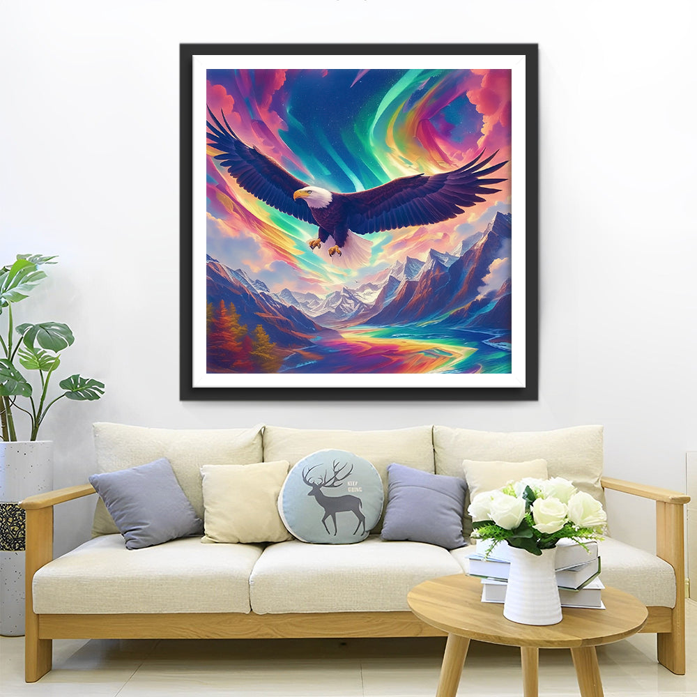 Adelaar Vliegt onder een Kleurrijke Lucht Diamond Painting