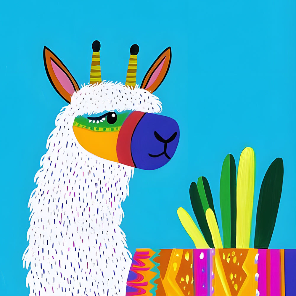 Alpaca en Bloempotten Diamond Painting