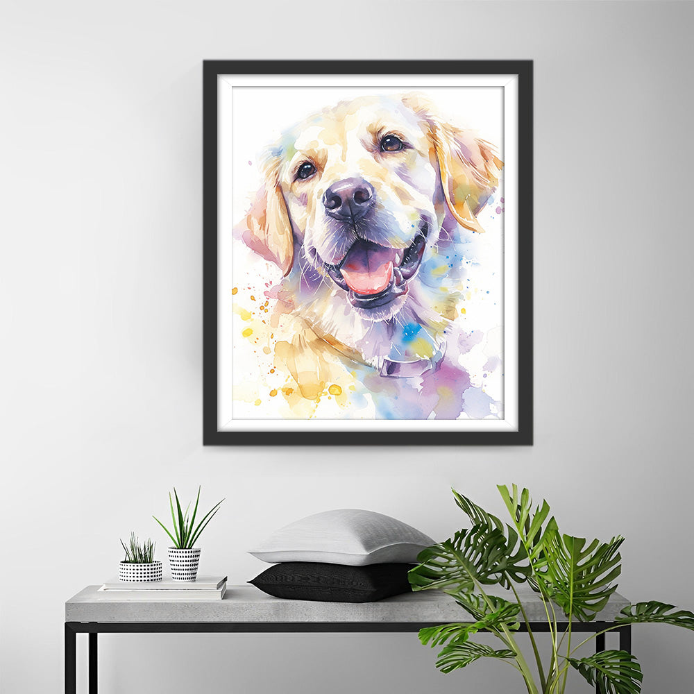 Aquarel Blije Hond Diamond Painting