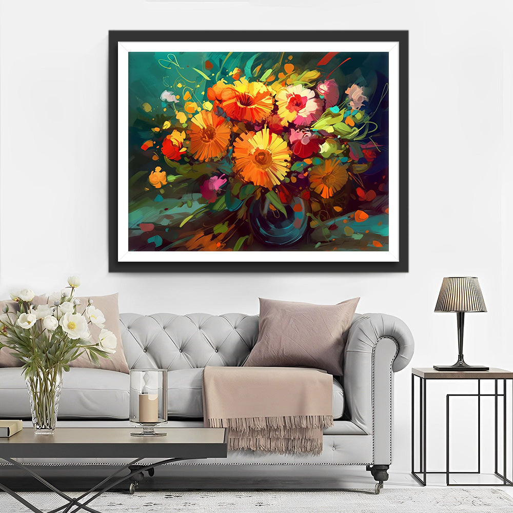 Aquarel Chrysant Boeket Diamond Painting