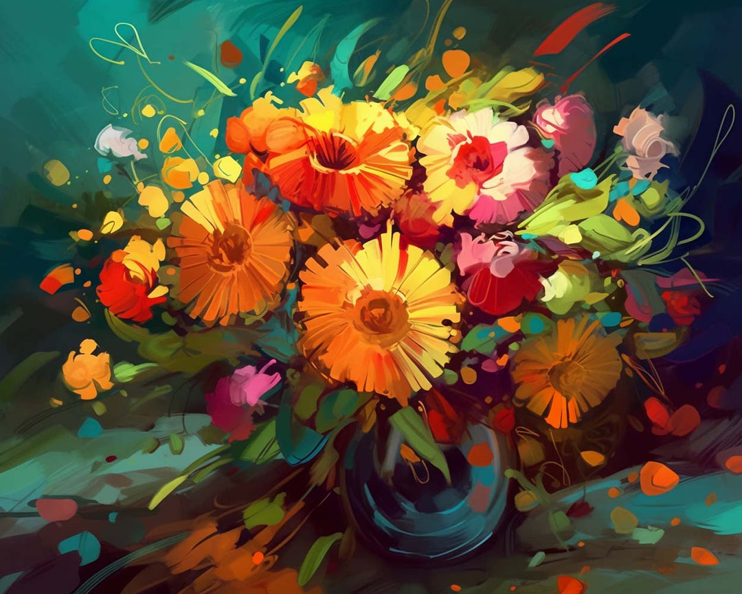 Aquarel Chrysant Boeket Diamond Painting