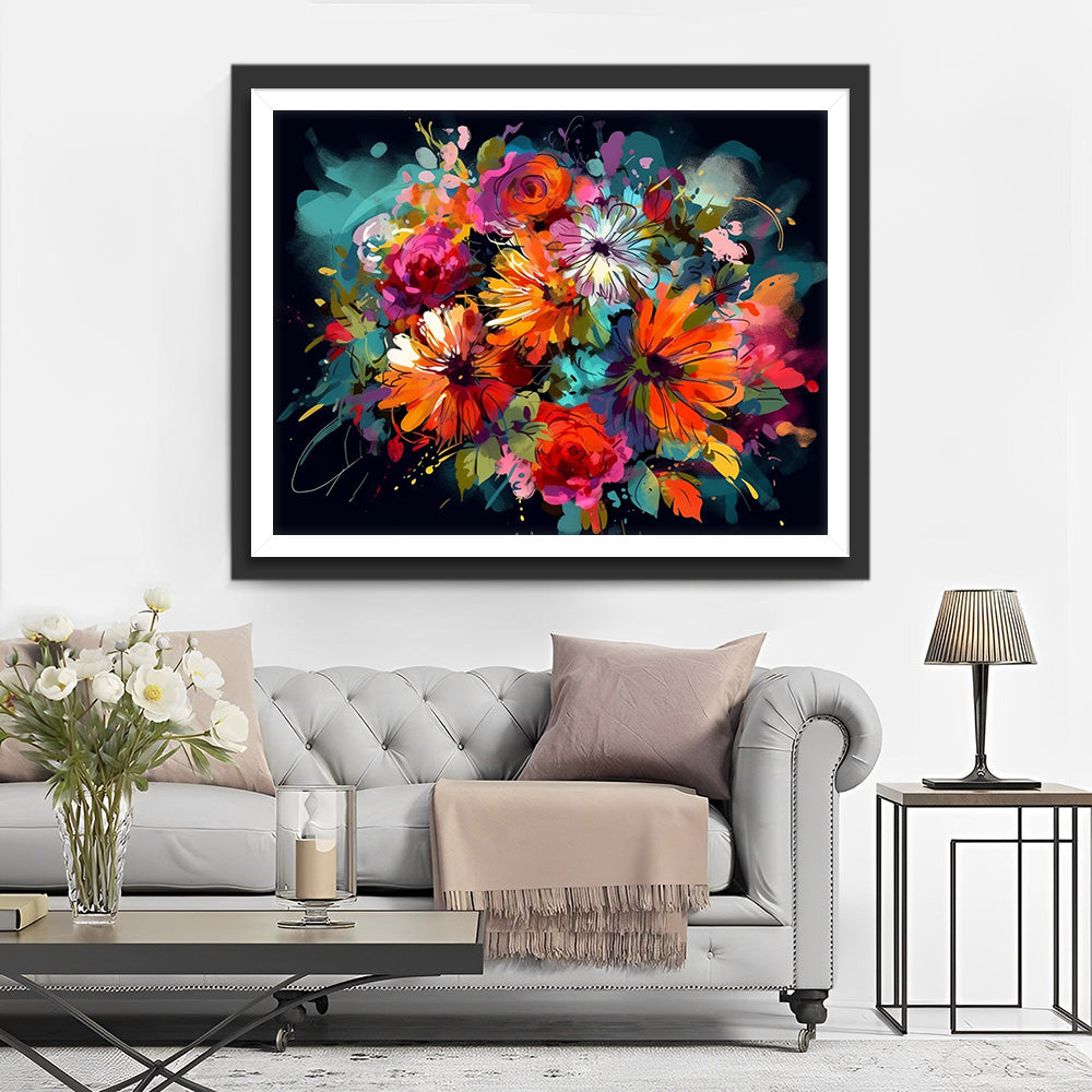 Aquarel Chrysant in het Donker Diamond Painting