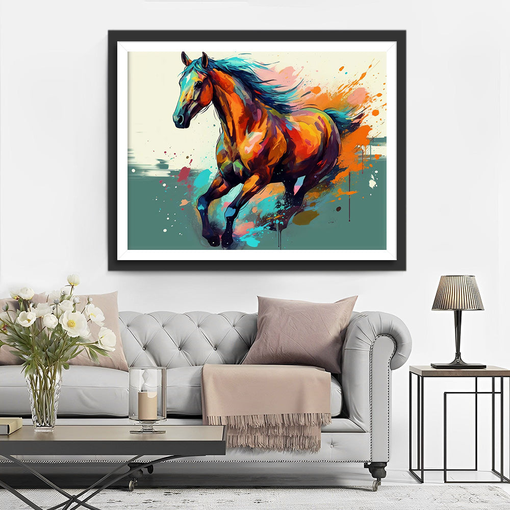 Aquarel Galopperend Paard Diamond Painting