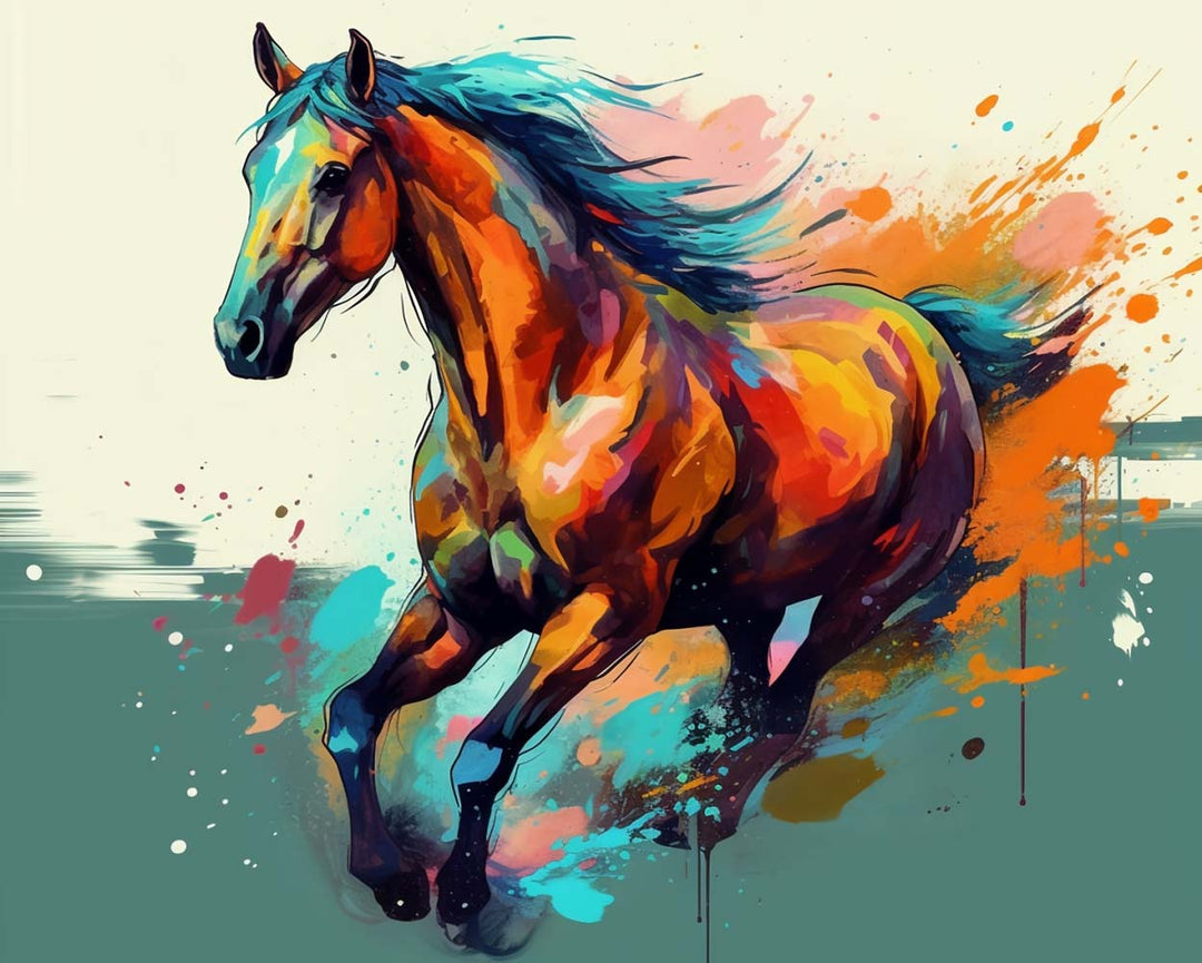 Aquarel Galopperend Paard Diamond Painting