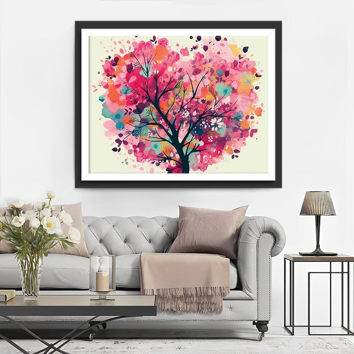Aquarel Hartvormige Boom Diamond Painting