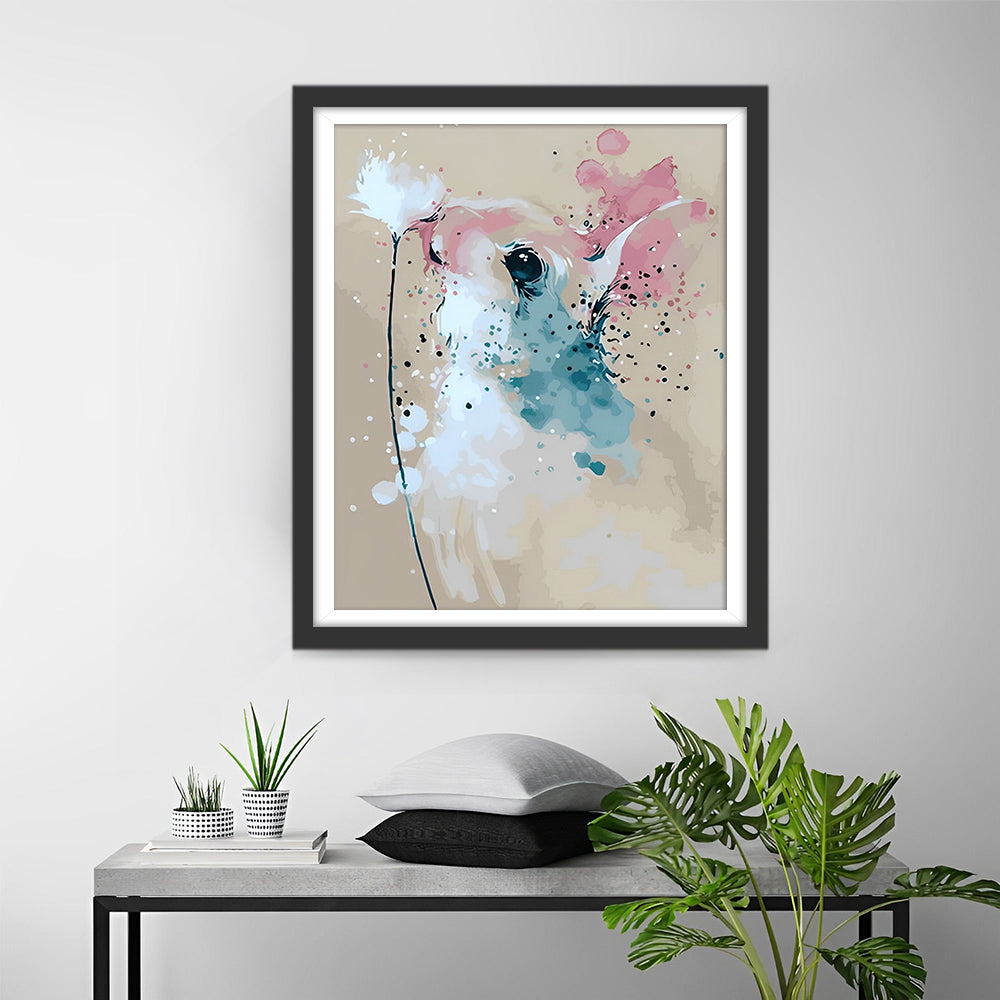 Aquarel Konijn en Paardenbloem Diamond Painting