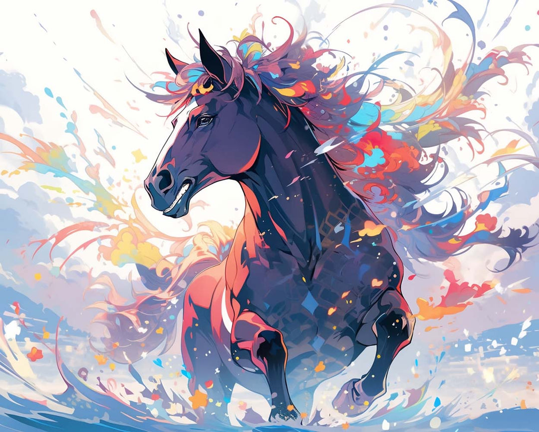 Aquarel Paard Rennend Diamond Painting