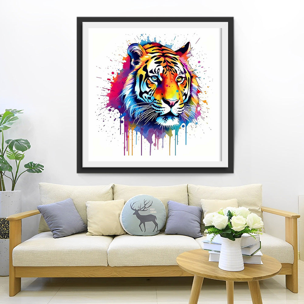 Aquarel Stijl Tijgerkop Diamond Painting