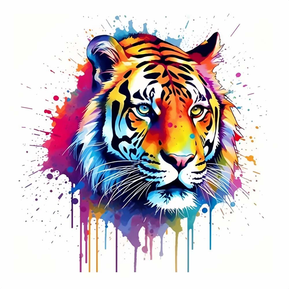 Aquarel Stijl Tijgerkop Diamond Painting
