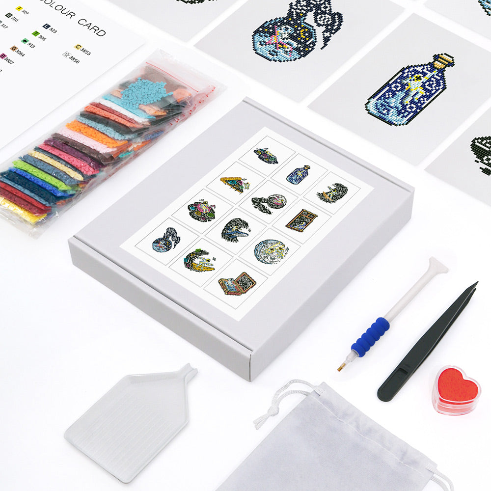 Astronauten en de Maan 12 Stuks – Mini Diamond Painting Set