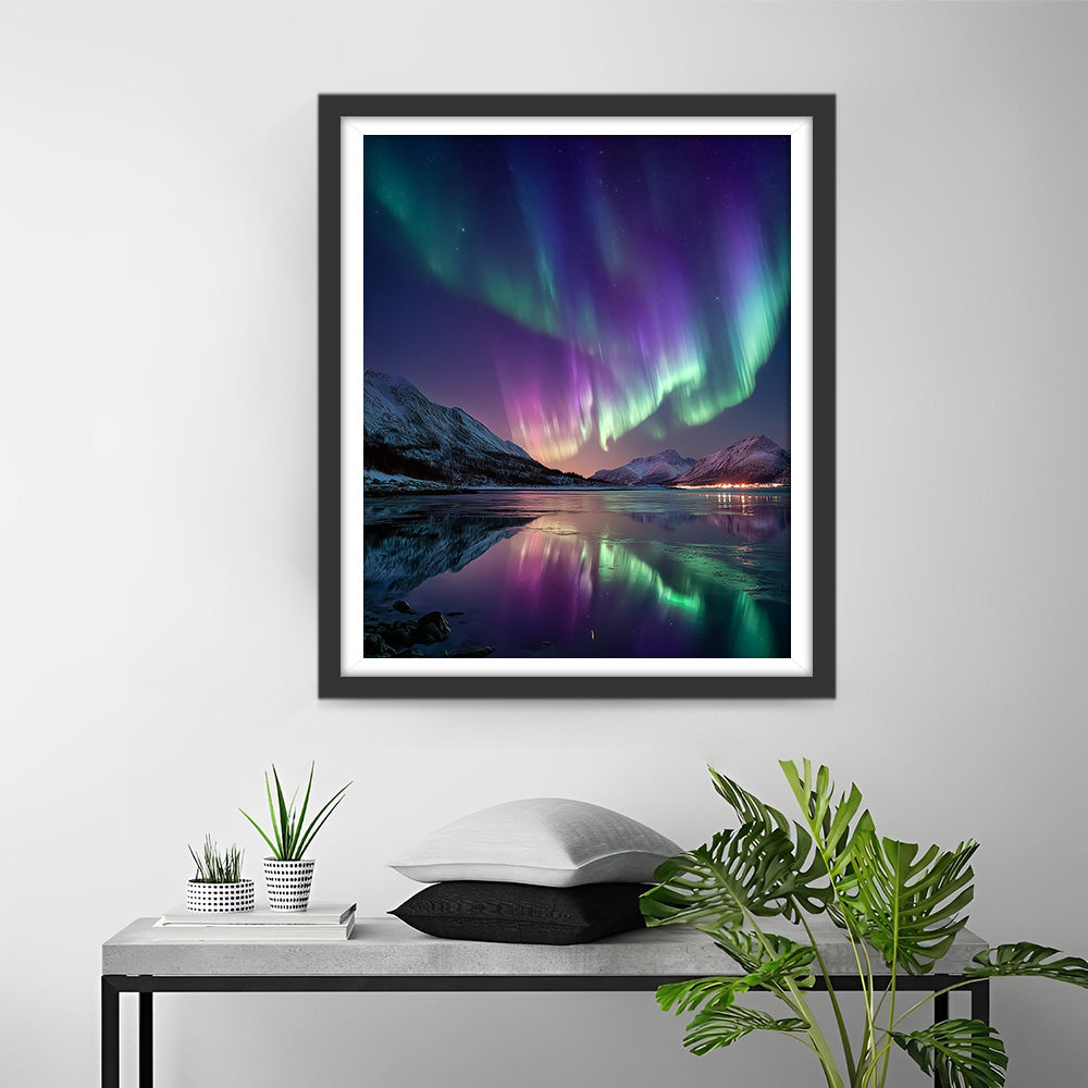 Aurora Borealis boven de Bergen Diamond Painting