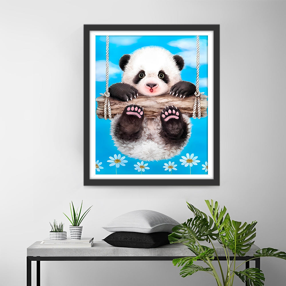 Baby Panda op de Schommel Diamond Painting