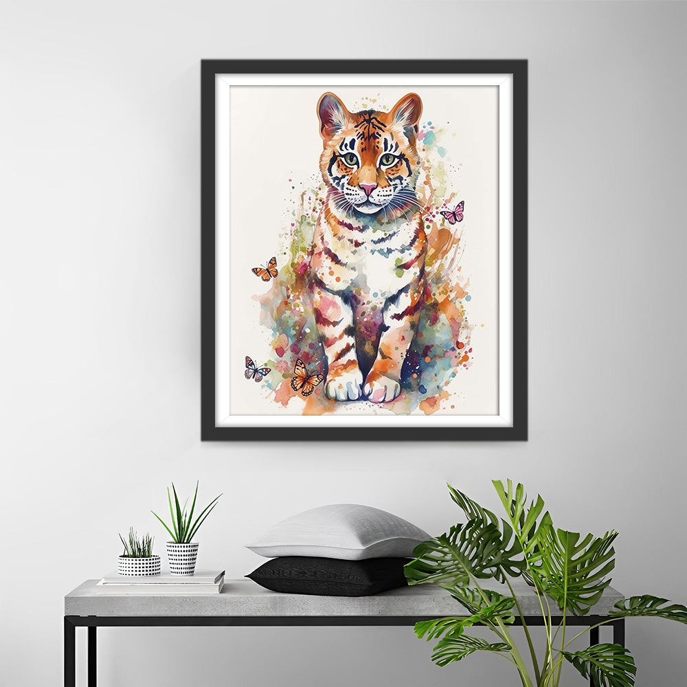 Babytijger en Vlinders Diamond Painting