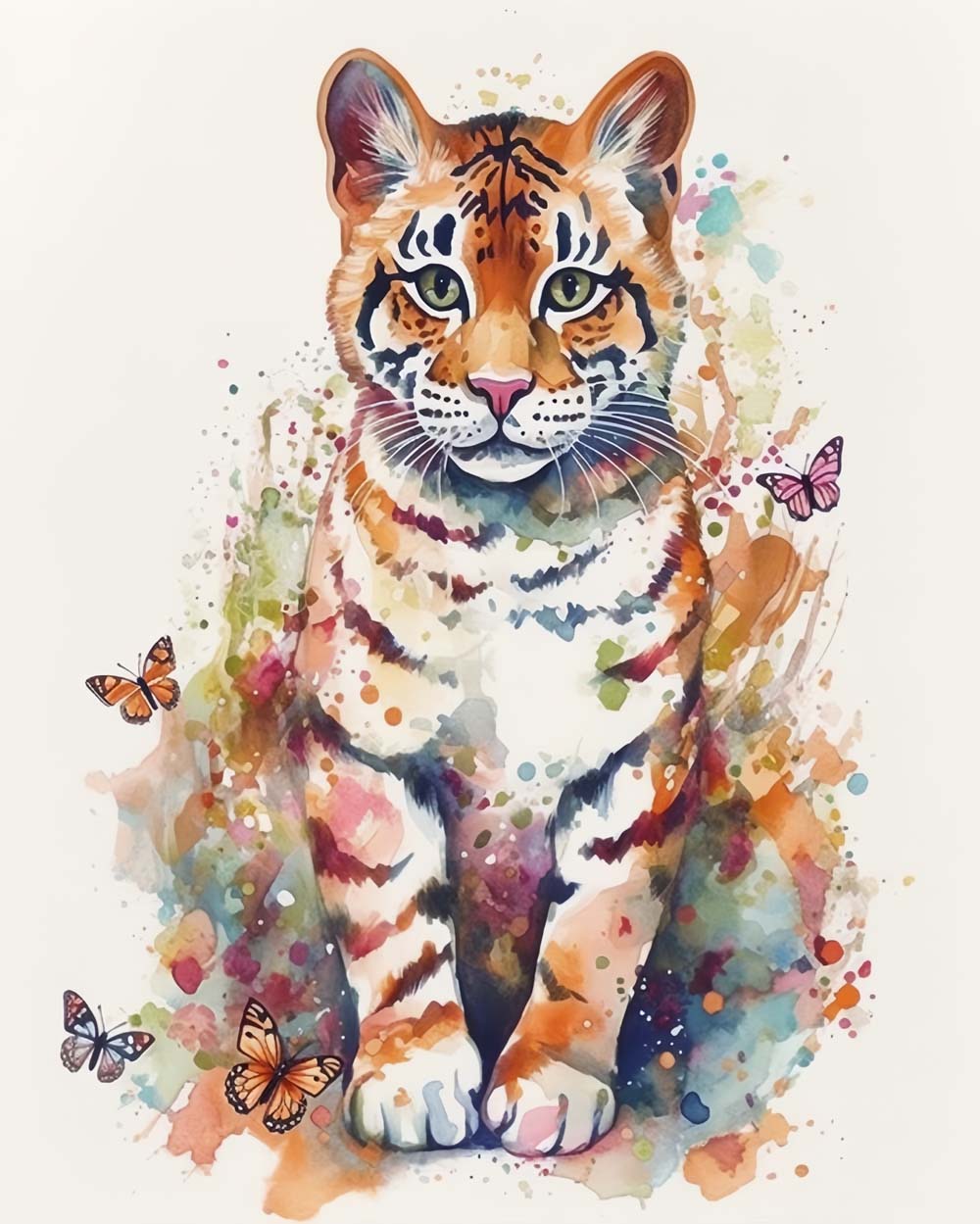 Babytijger en Vlinders Diamond Painting