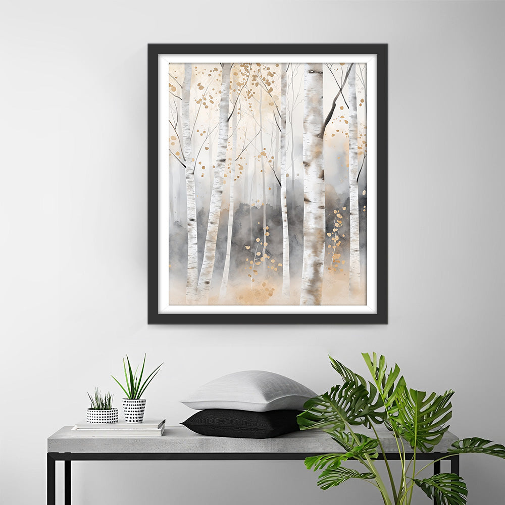 Berkenbomen in de Winter Diamond Painting