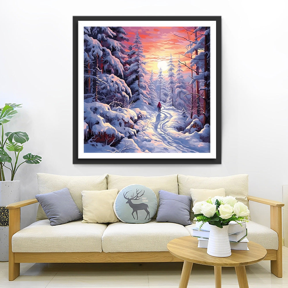 Besneeuwd Bos Diamond Painting