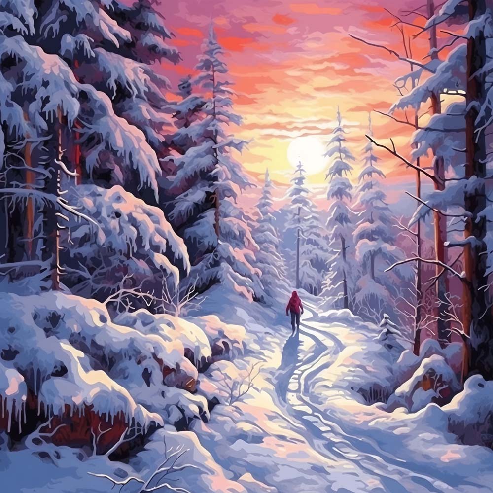 Besneeuwd Bos Diamond Painting