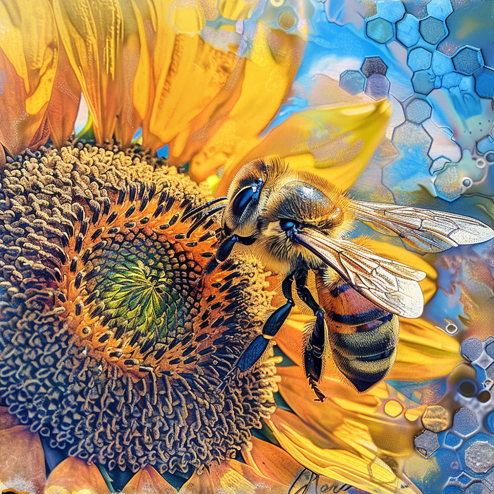 Bij op Zonnebloem Diamond Painting
