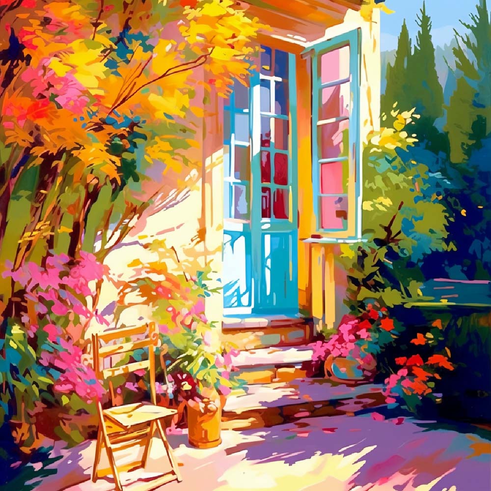 Binnenplaats onder de Zon Diamond Painting