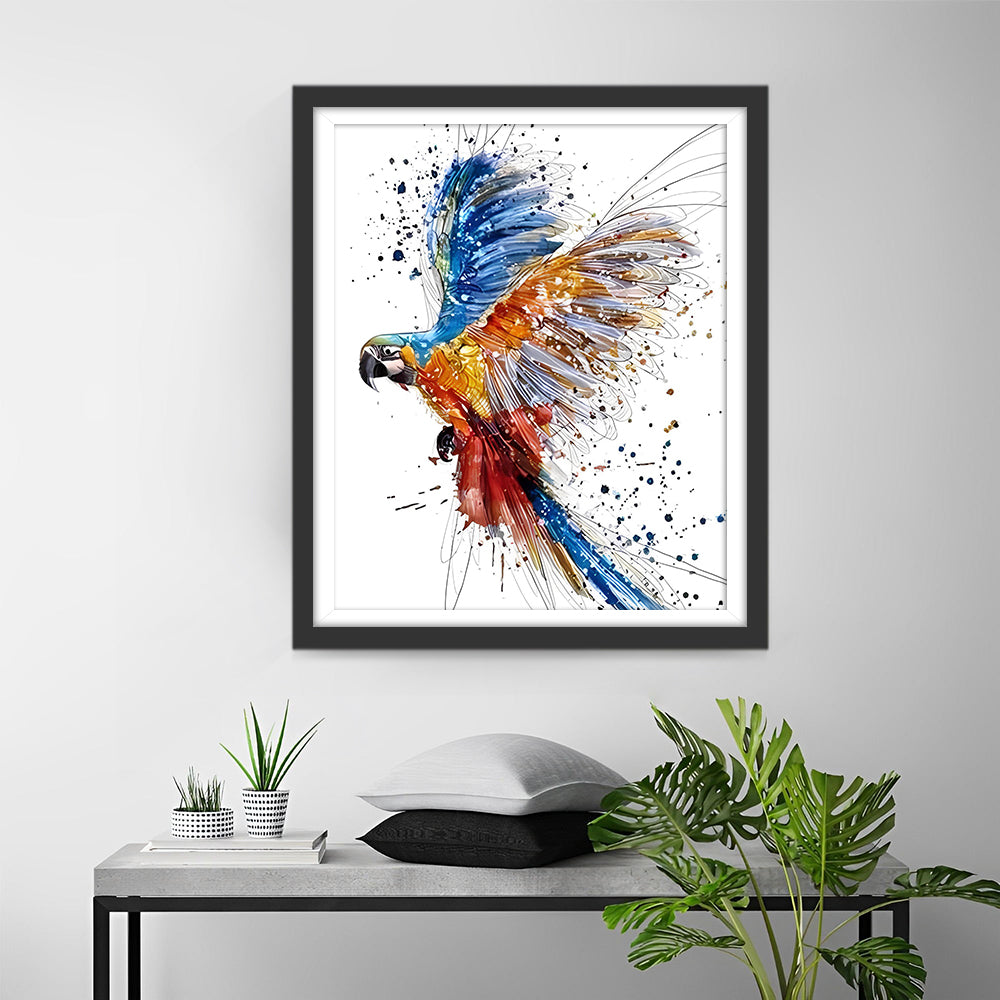 Blauw en Oranje Papegaai Diamond Painting