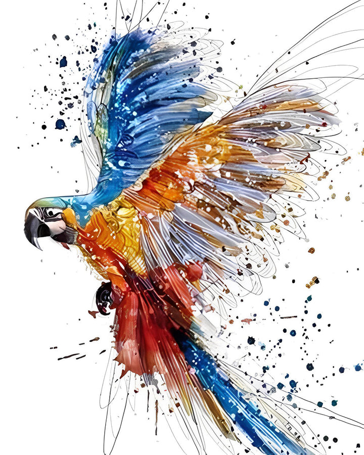 Blauw en Oranje Papegaai Diamond Painting