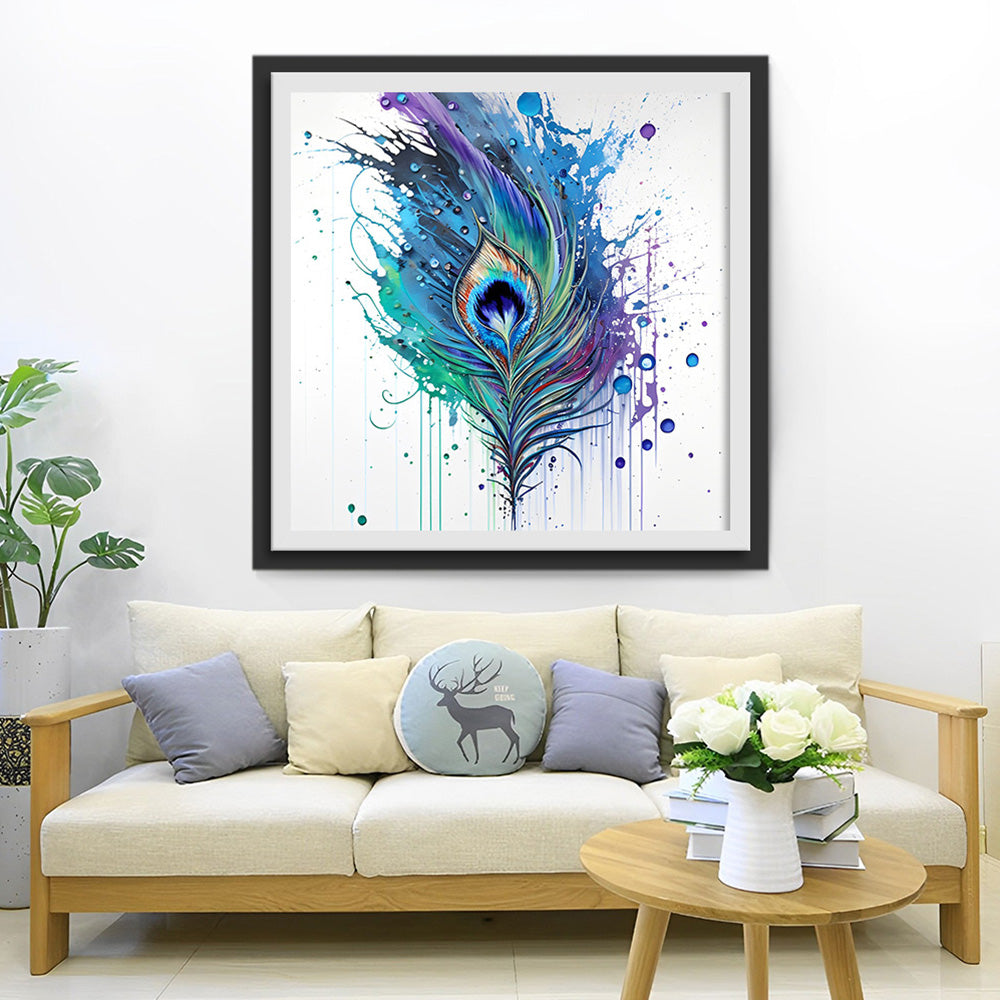 Blauw-Groene Pauwenveer Diamond Painting