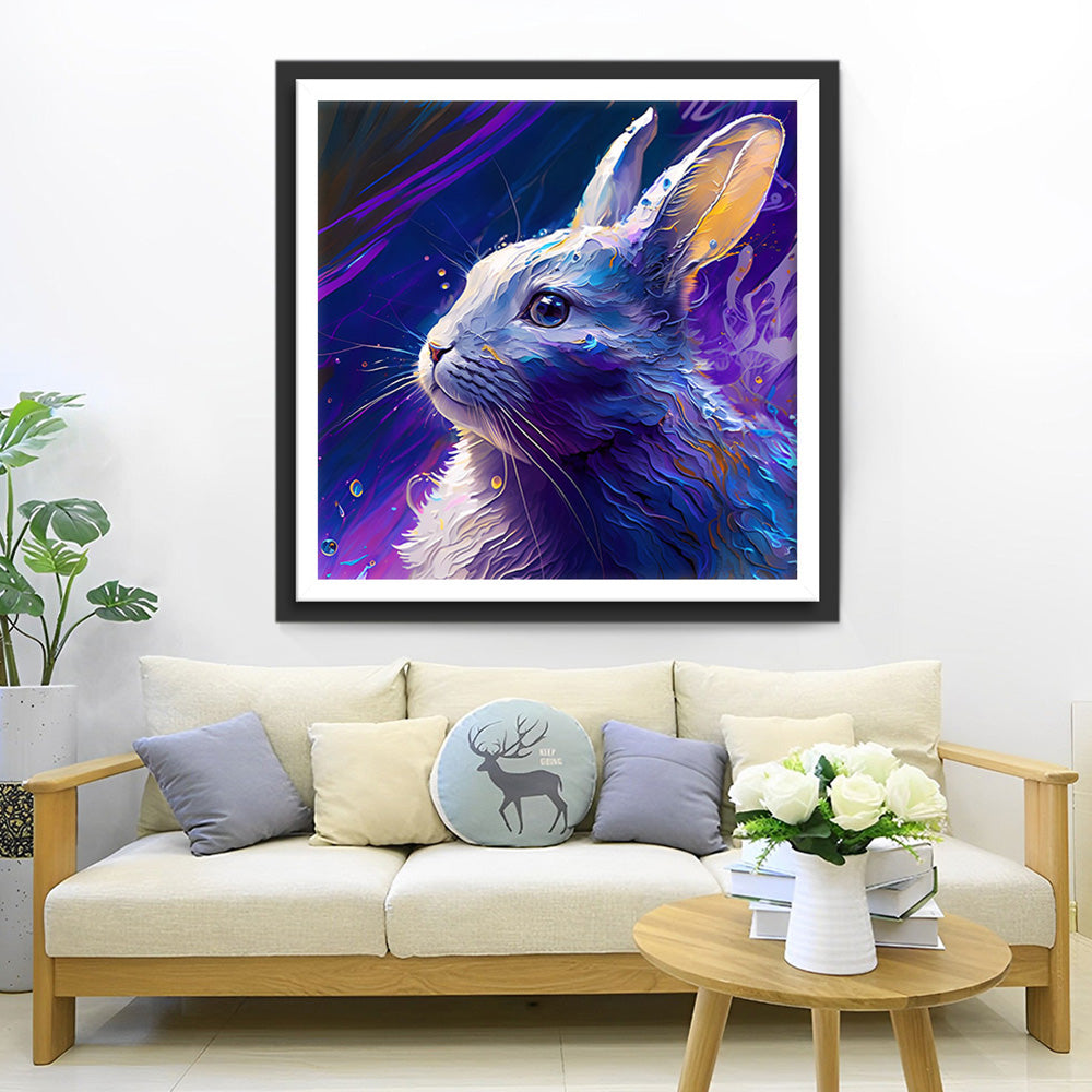 Blauw Paarse Konijn Diamond Painting