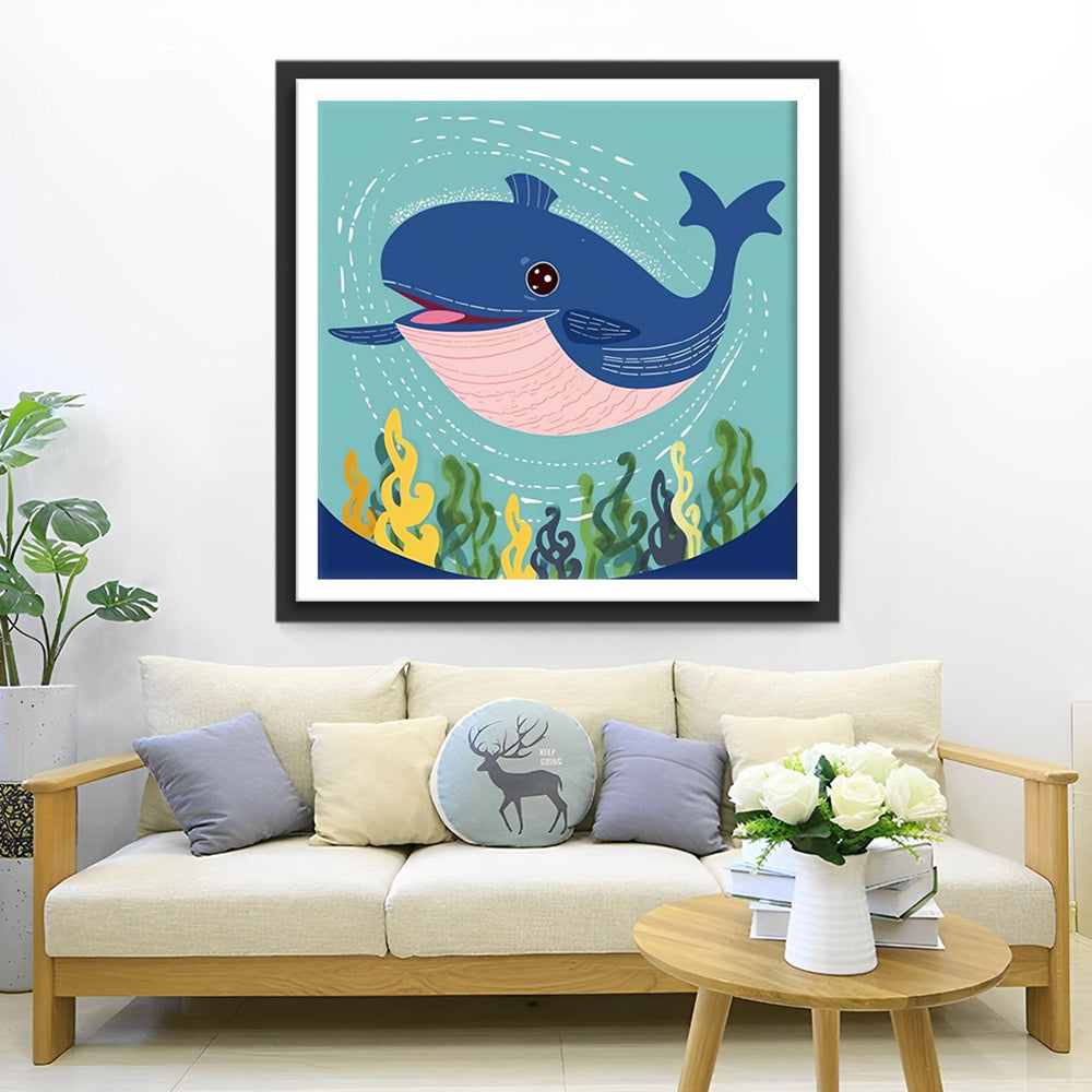 Blauwe Cartoon Walvis Diamond Painting