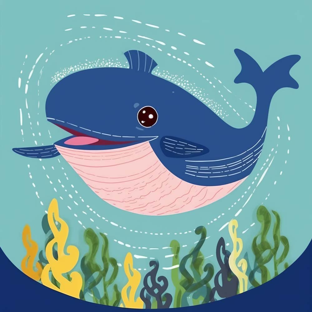 Blauwe Cartoon Walvis Diamond Painting