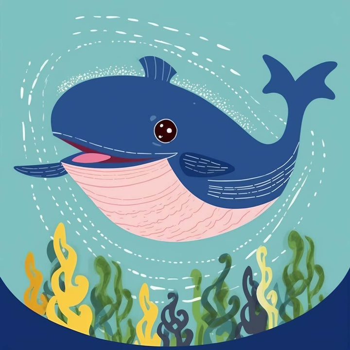 Blauwe Cartoon Walvis Diamond Painting
