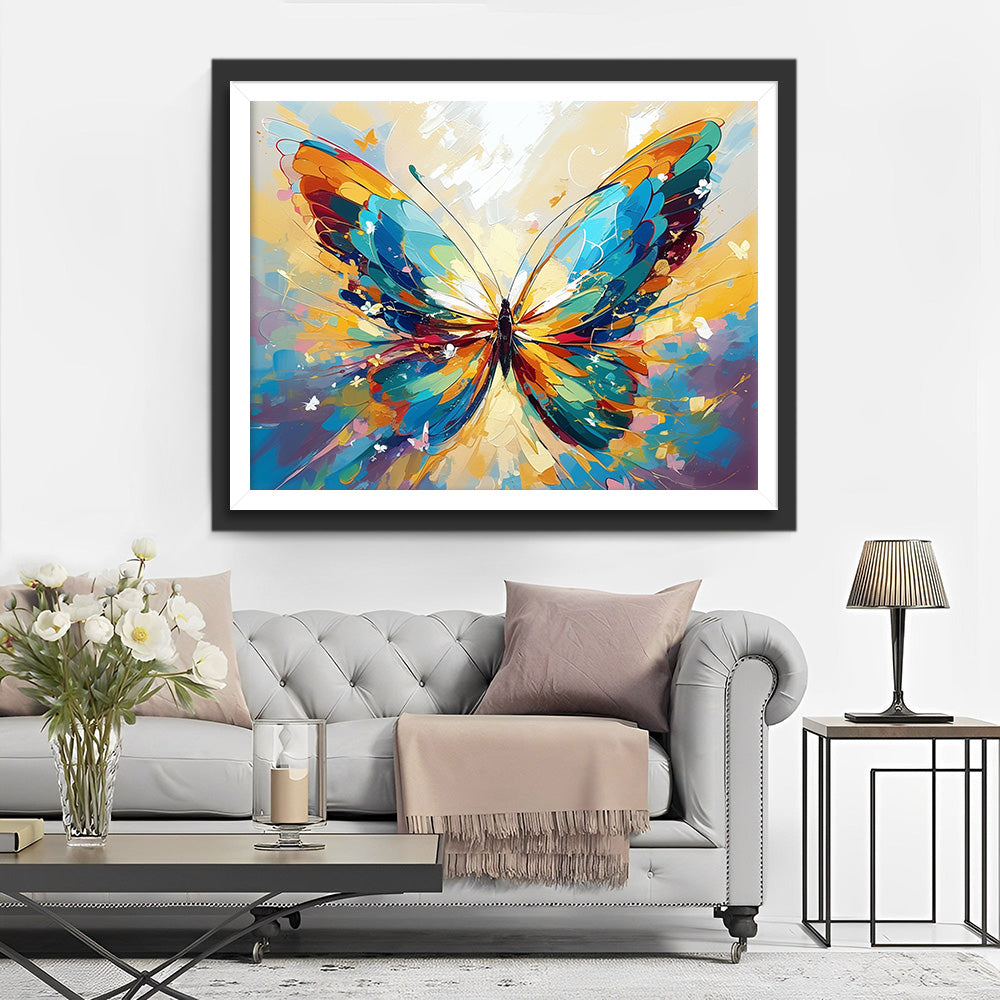 Blauwe en Gele Vlinder Diamond Painting