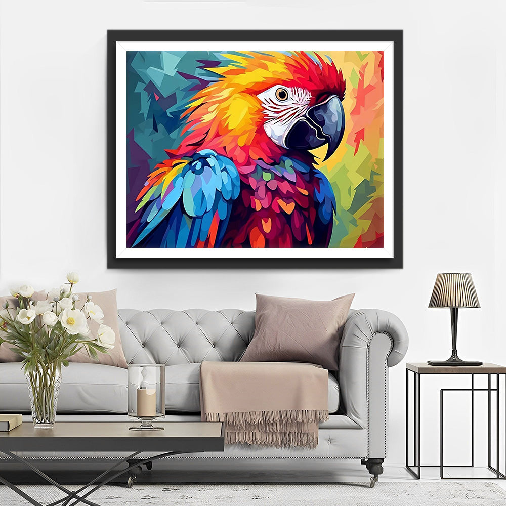 Blauwe en Oranje Papegaai Diamond Painting